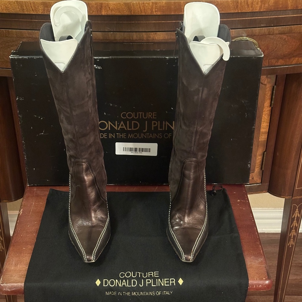Donald J. Pliner Charcoal/Expresso Metallic Boots